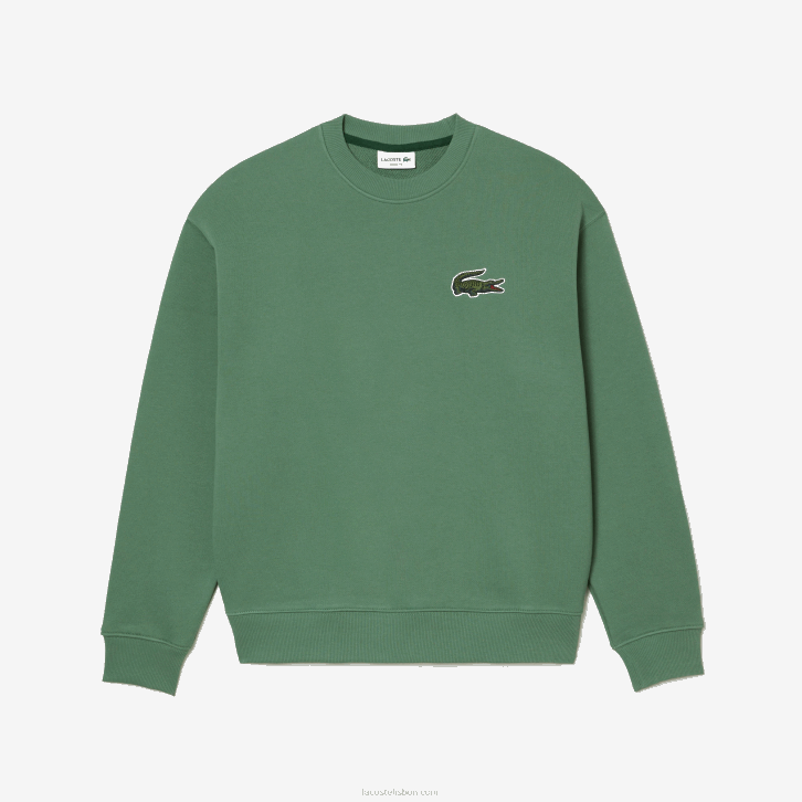 homens Lacoste verde caqui kx5 moletom com distintivo de crocodilo de ajuste solto 08D0325
