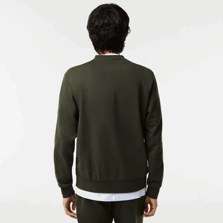 homens Lacoste verde caqui s7t moletom clássico de algodão com letras contrastantes 08D01041