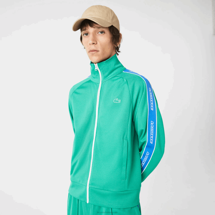 homens Lacoste verde hd2 moletom gola alta com zíper Heritage 08D01070