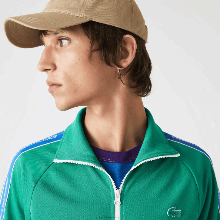homens Lacoste verde hd2 moletom gola alta com zíper Heritage 08D01070