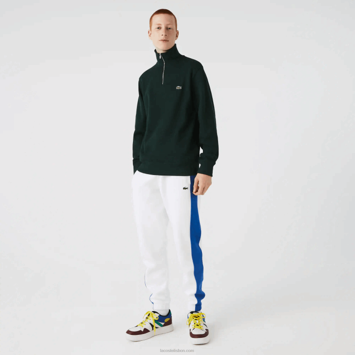 homens Lacoste verde yzp moletom de algodão com gola alta com zíper 08D0953