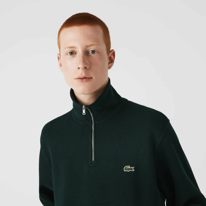 homens Lacoste verde yzp moletom de algodão com gola alta com zíper 08D0953