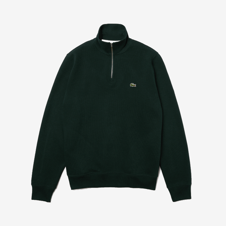 homens Lacoste verde yzp moletom de algodão com gola alta com zíper 08D0953