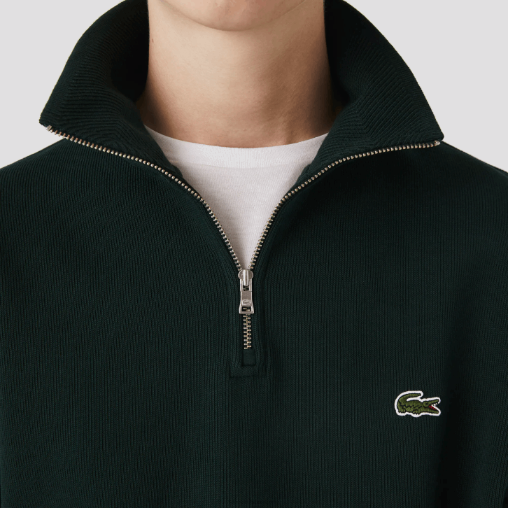 homens Lacoste verde yzp moletom de algodão com gola alta com zíper 08D0953