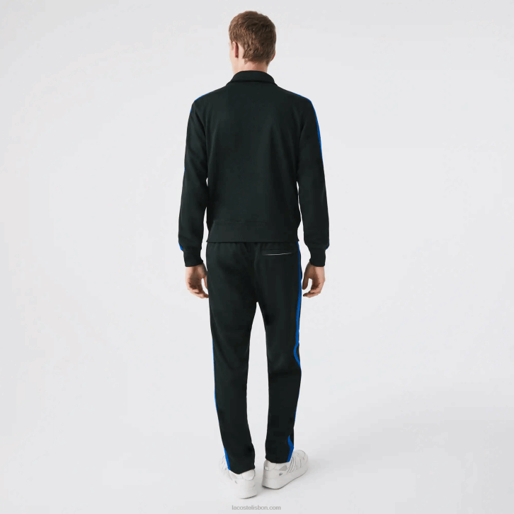 homens Lacoste verde yzp moletom piquet com zíper e gola alta regular fit 08D01016