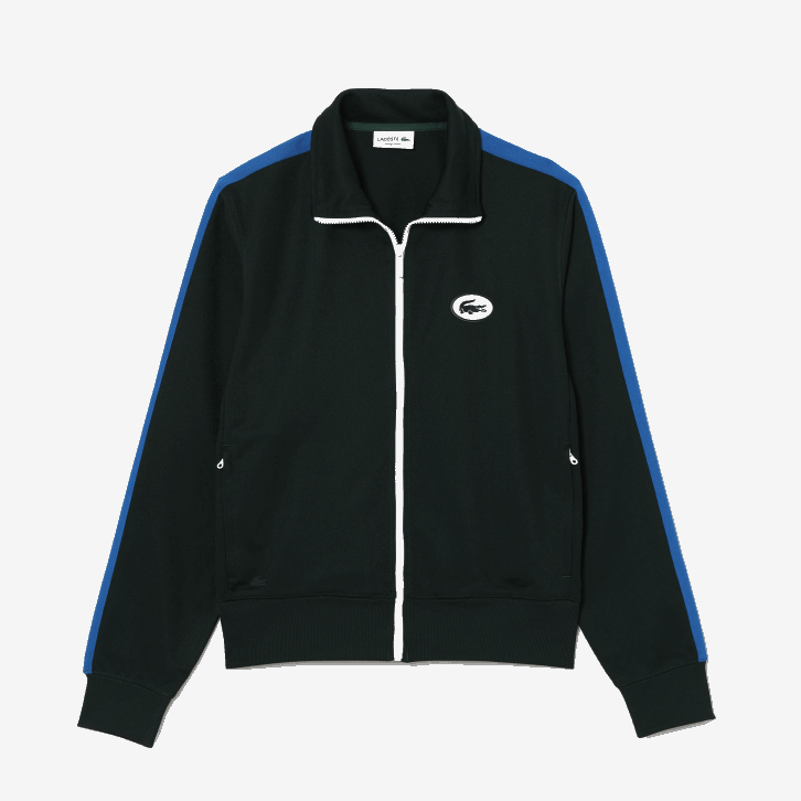 homens Lacoste verde yzp moletom piquet com zíper e gola alta regular fit 08D01016