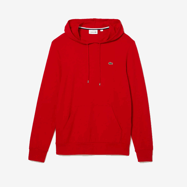 homens Lacoste vermelho 240 moletom de jérsei de algodão com capuz 08D0620
