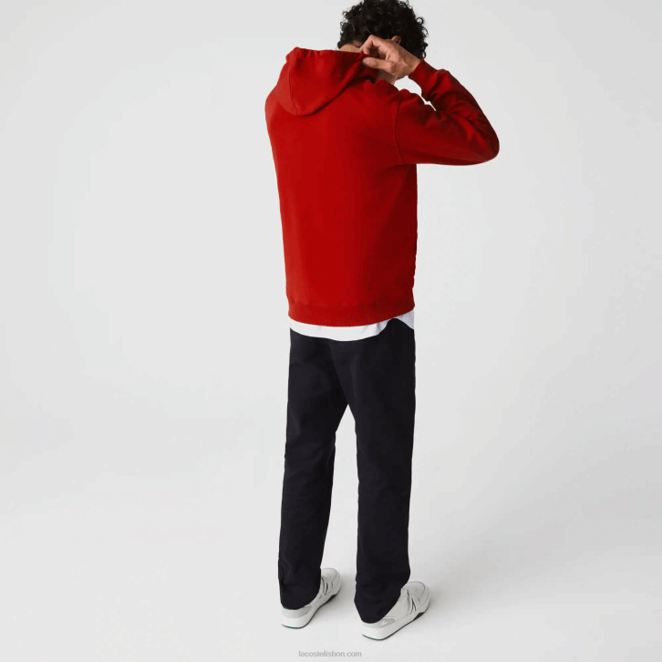 homens Lacoste vermelho 5sx flâmulas l badge moletom de lã de algodão com capuz 08D01101