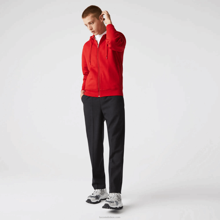 homens Lacoste vermelho e52 moletom esportivo leve bimatéria 08D0963