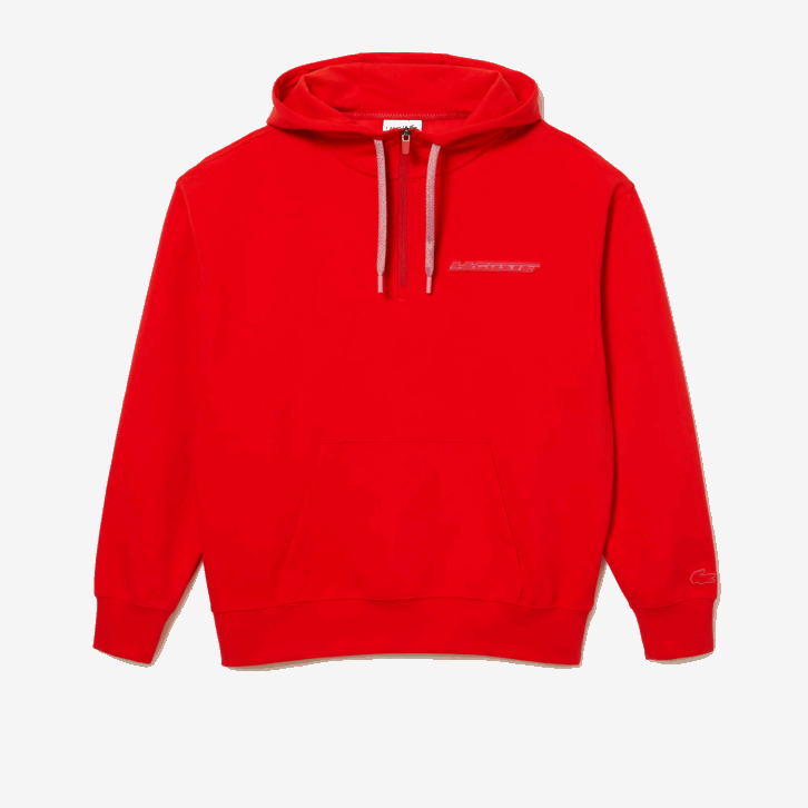 homens Lacoste vermelho s5h moletom com capuz reversível de ajuste solto 08D0376
