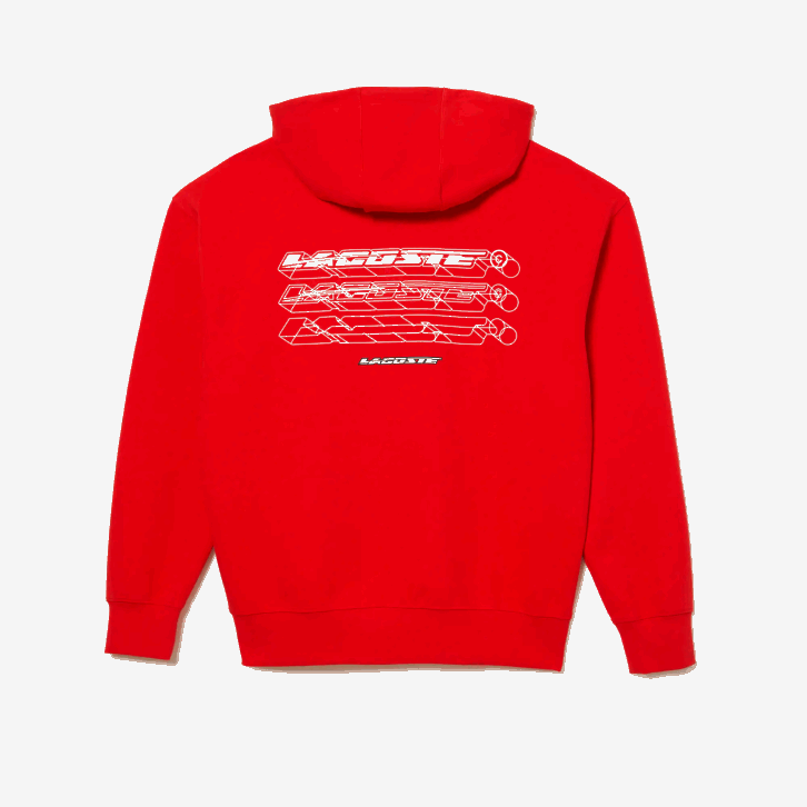 homens Lacoste vermelho s5h moletom com capuz reversível de ajuste solto 08D0376