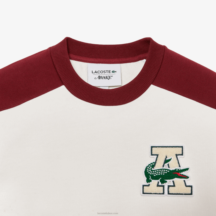 homensbranco bordeaux nfb moletom de algodão color block lacoste x wake ny badge 08D01183