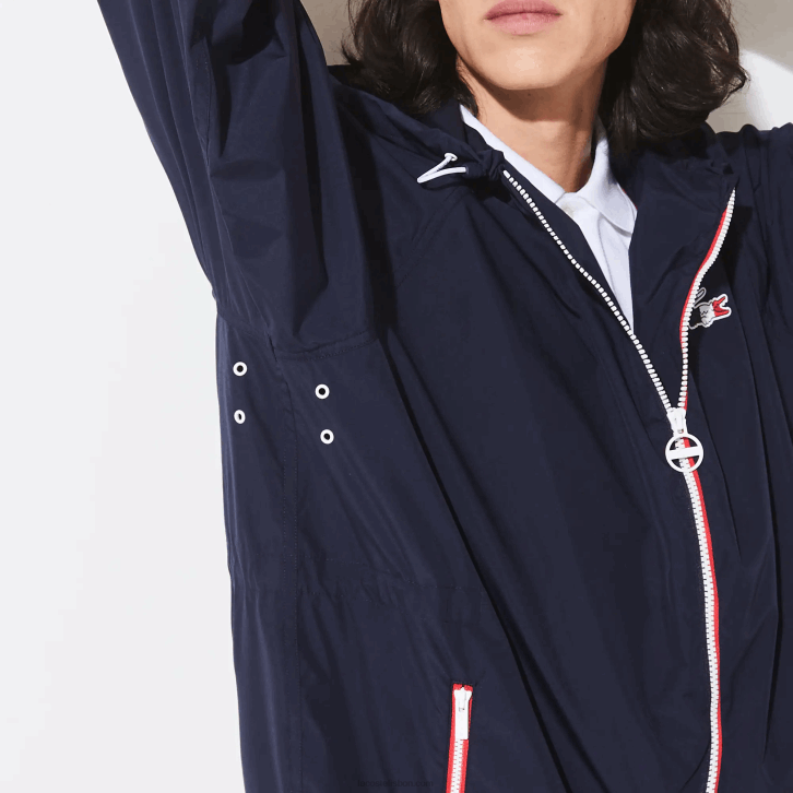 homens Lacoste azul marinho branco vermelho lei capa de chuva dobrável esportiva edição francesa do espírito esportivo 08D01296