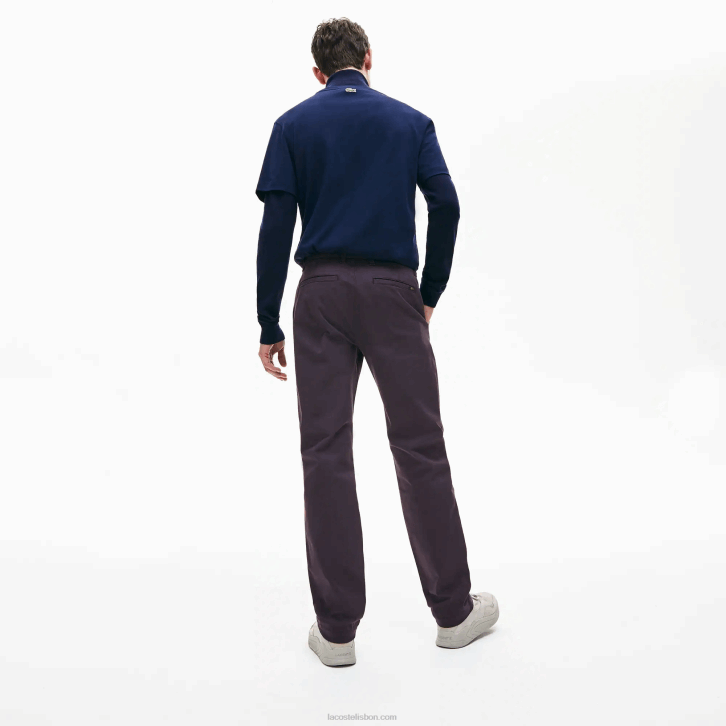 homens Lacoste azul marinho 166 calças chino de algodão elástico 08D01656