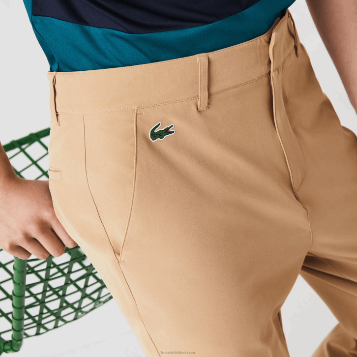 homens Lacoste bege 02s calças de golfe esportivas 08D0424