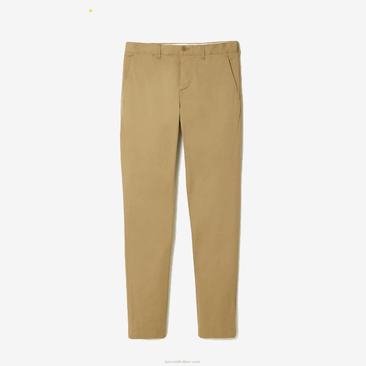 homens Lacoste bege cb8 chino de algodão elástico slim fit 08D0499