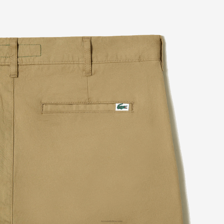 homens Lacoste bege cb8 chino de algodão elástico slim fit 08D0499