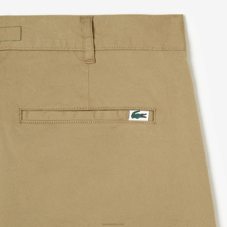 homens Lacoste bege cb8 chino de algodão elástico slim fit 08D0499