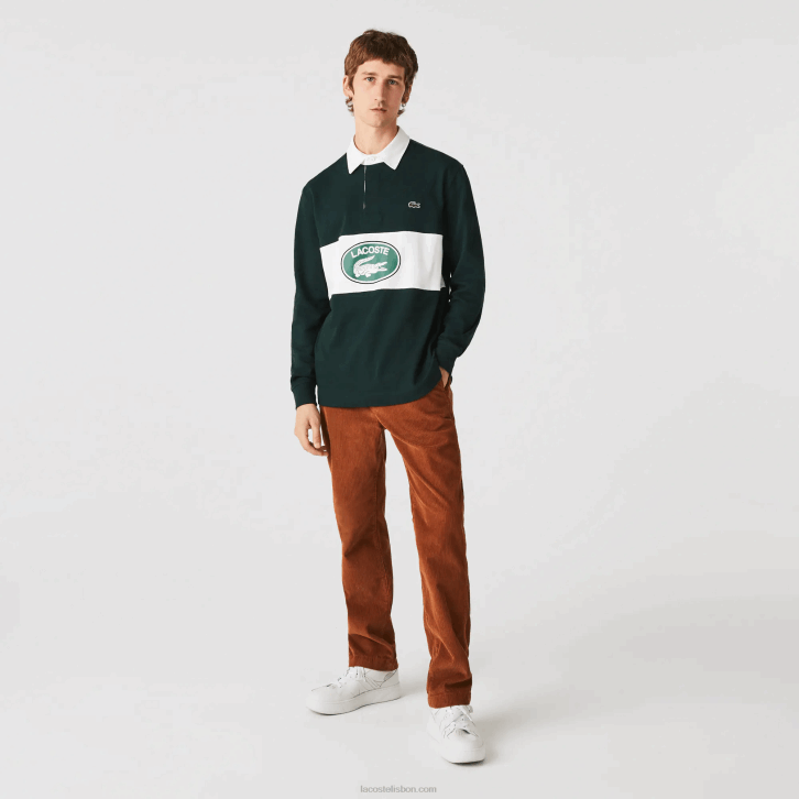 homens Lacoste marrom 3pb calças de veludo cotelê retas 08D01583