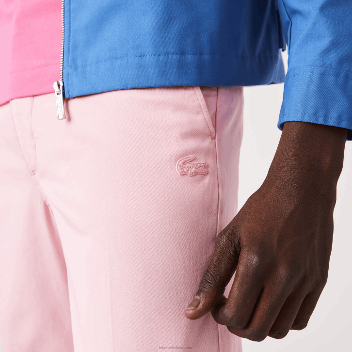 homens Lacoste rosa 7sy calça chino reta de algodão orgânico vivo 08D01635