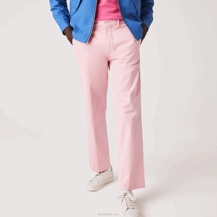 homens Lacoste rosa 7sy calça chino reta de algodão orgânico vivo 08D01635