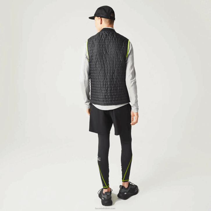homens Lacoste amarelo preto g65 colete reversível acolchoado esportivo 08D0385