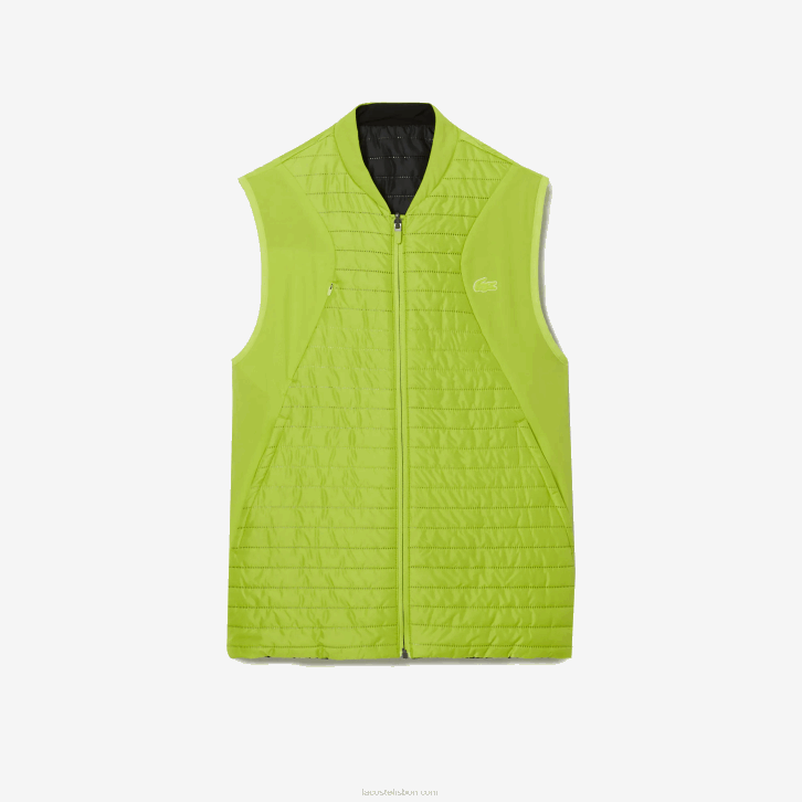 homens Lacoste amarelo preto g65 colete reversível acolchoado esportivo 08D0385