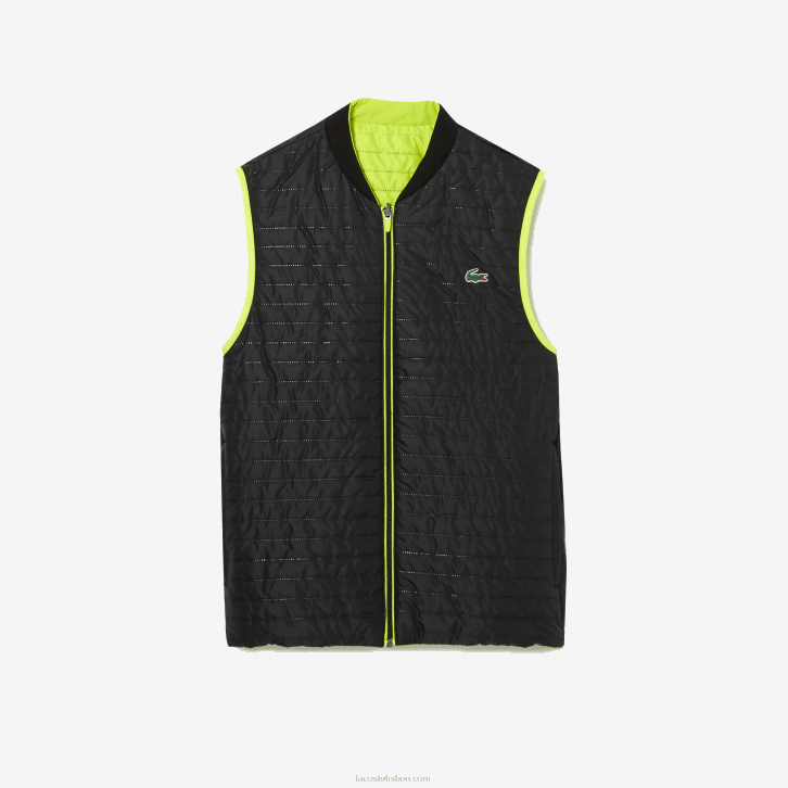 homens Lacoste amarelo preto g65 colete reversível acolchoado esportivo 08D0385