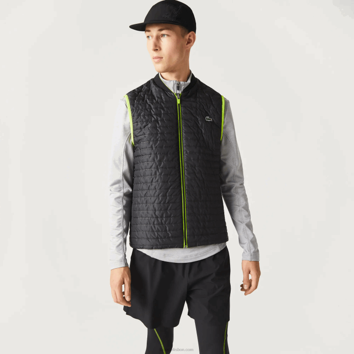homens Lacoste amarelo preto g65 colete reversível acolchoado esportivo 08D0385
