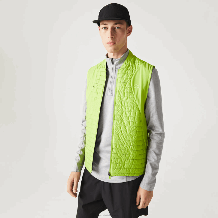 homens Lacoste amarelo preto g65 colete reversível acolchoado esportivo 08D0385