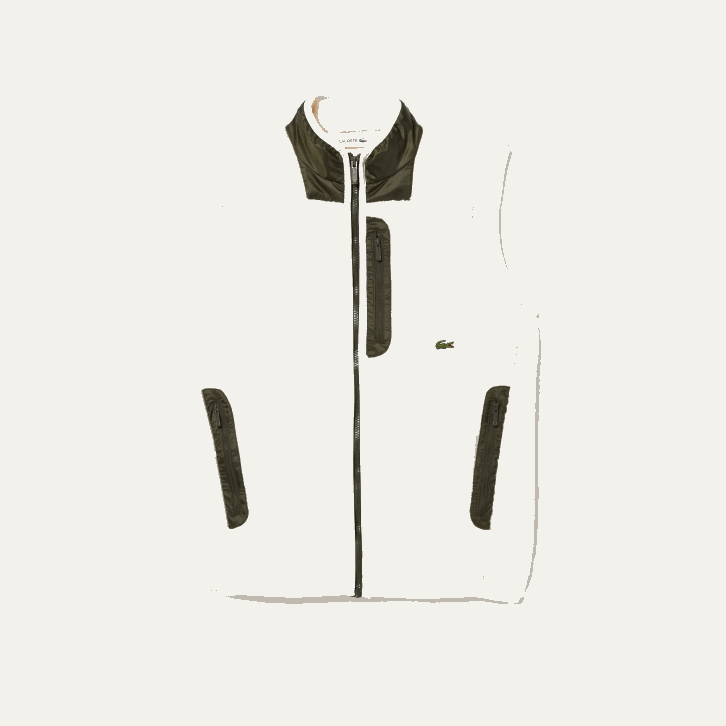homens Lacoste branco caqui verde u9n colete de lã sherpa 08D01263