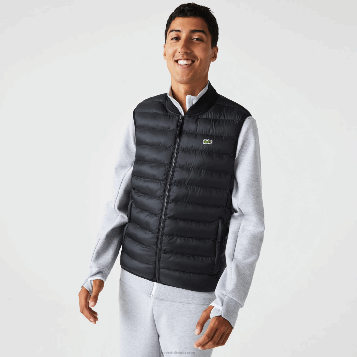 homens Lacoste preto 031 colete repelente de água acolchoado 08D01252