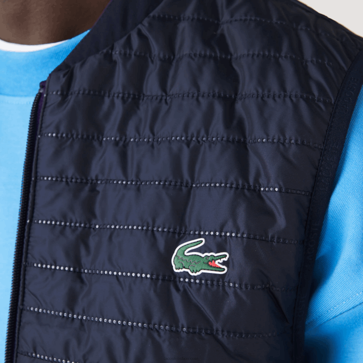 homens Lacoste roxo azul marinho se3 colete reversível acolchoado esportivo 08D0386