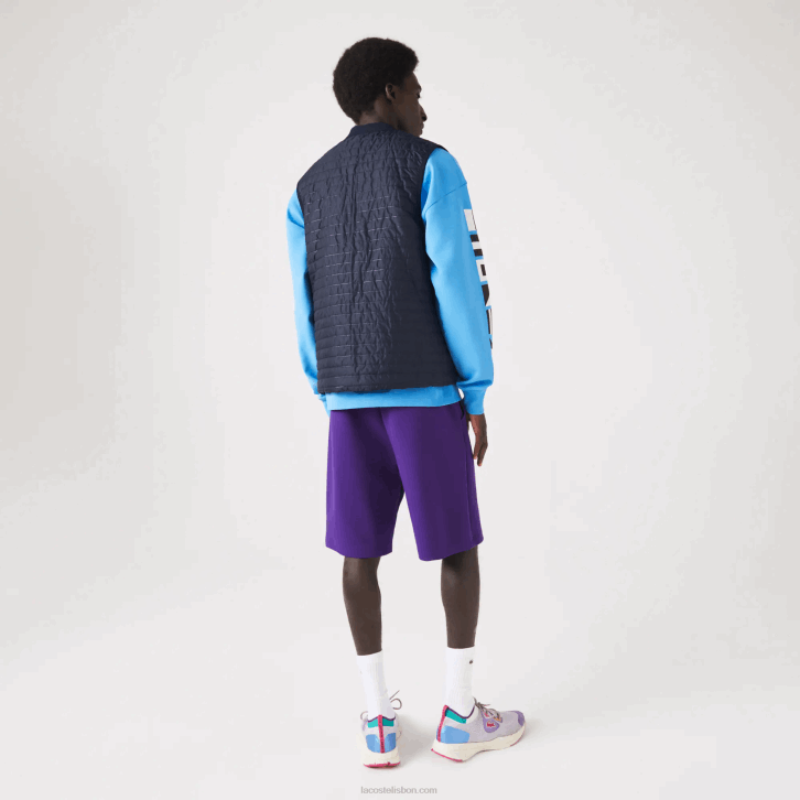 homens Lacoste roxo azul marinho se3 colete reversível acolchoado esportivo 08D0386