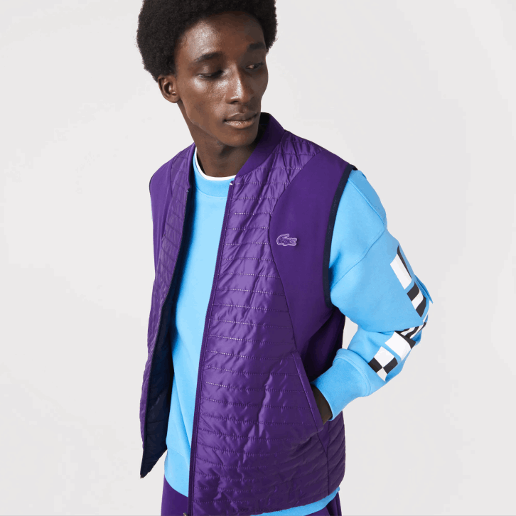 homens Lacoste roxo azul marinho se3 colete reversível acolchoado esportivo 08D0386