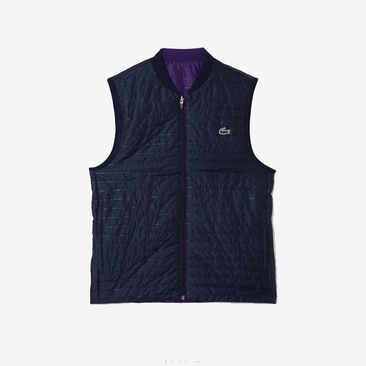 homens Lacoste roxo azul marinho se3 colete reversível acolchoado esportivo 08D0386