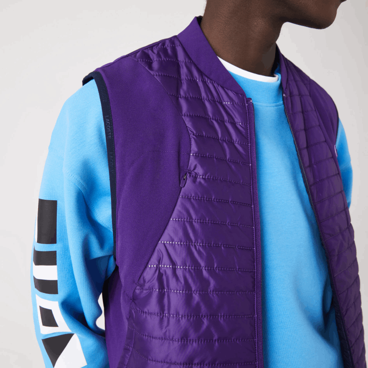 homens Lacoste roxo azul marinho se3 colete reversível acolchoado esportivo 08D0386