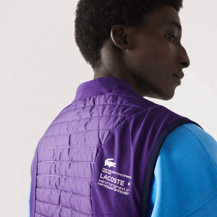 homens Lacoste roxo azul marinho se3 colete reversível acolchoado esportivo 08D0386