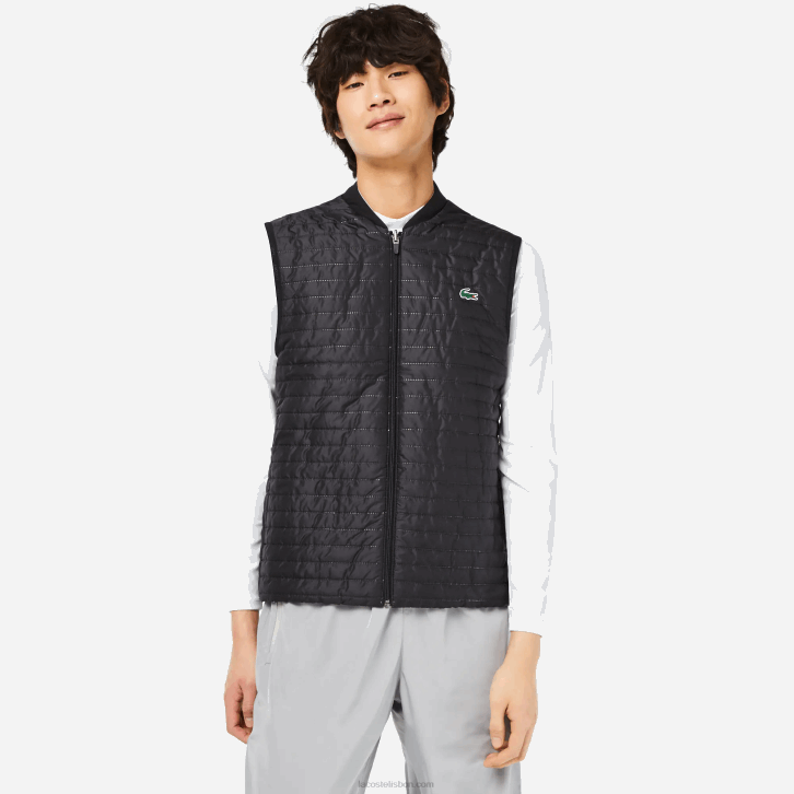 homens Lacoste wix preto cinza colete reversível acolchoado esportivo 08D0384