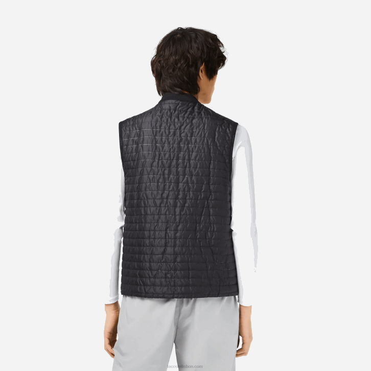 homens Lacoste wix preto cinza colete reversível acolchoado esportivo 08D0384