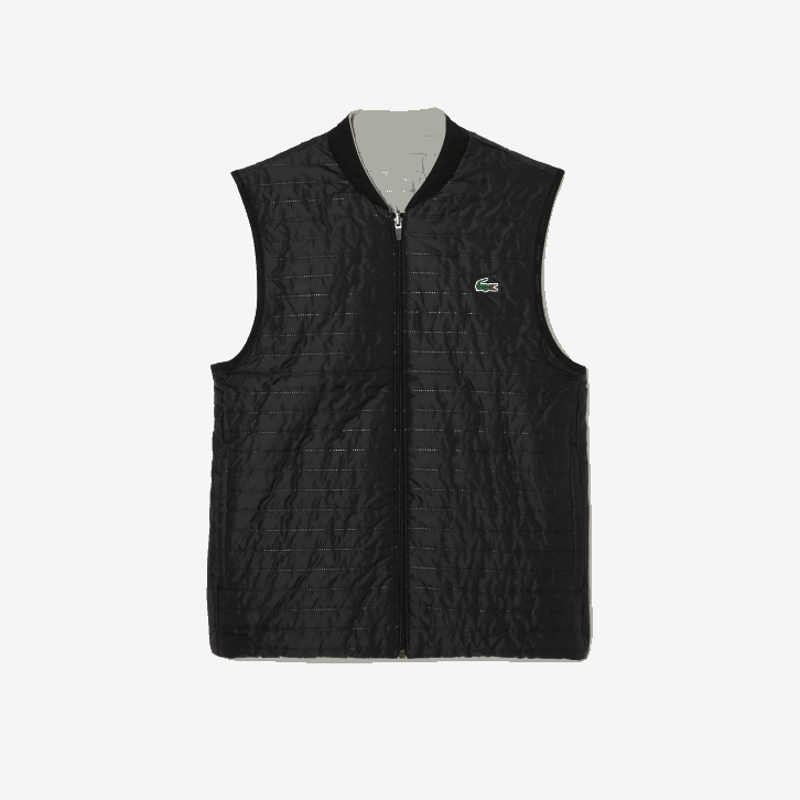 homens Lacoste wix preto cinza colete reversível acolchoado esportivo 08D0384