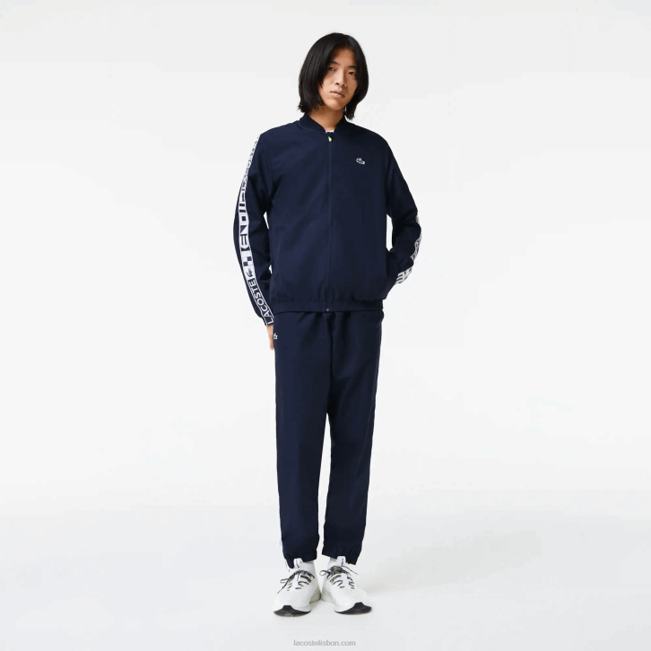 homens Lacoste azul marinho 423 agasalho de tênis estampado esportivo 08D01172