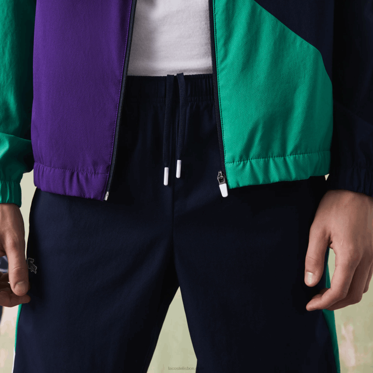 homens Lacoste azul marinho verde roxo branco xsb agasalho de tênis esportivo com estampa de crocodilo 08D01145