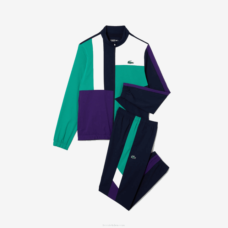 homens Lacoste azul marinho verde roxo branco xsb agasalho de tênis esportivo com estampa de crocodilo 08D01145
