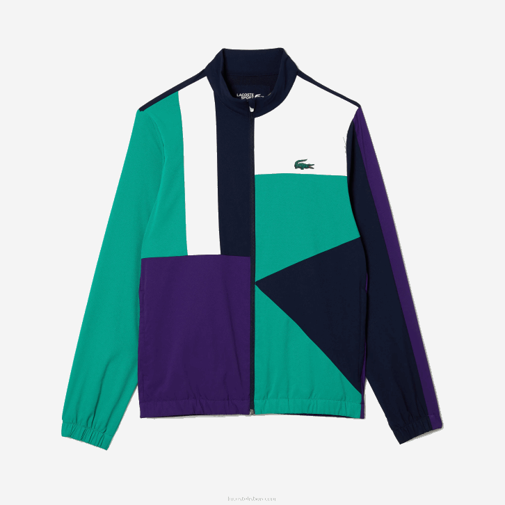 homens Lacoste azul marinho verde roxo branco xsb agasalho de tênis esportivo com estampa de crocodilo 08D01145