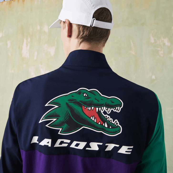 homens Lacoste azul marinho verde roxo branco xsb agasalho de tênis esportivo com estampa de crocodilo 08D01145