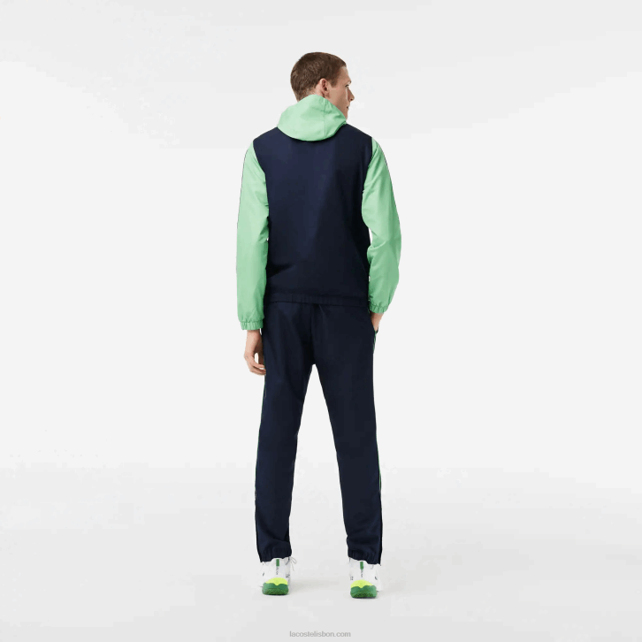 homens Lacoste azul marinho verde wti conjunto de tênis regular fit jogger 08D0343