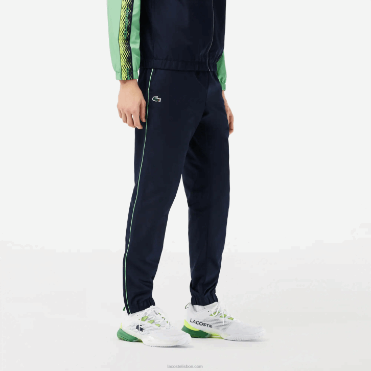 homens Lacoste azul marinho verde wti conjunto de tênis regular fit jogger 08D0343