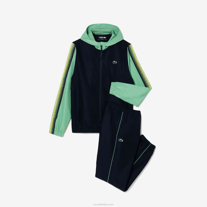 homens Lacoste azul marinho verde wti conjunto de tênis regular fit jogger 08D0343