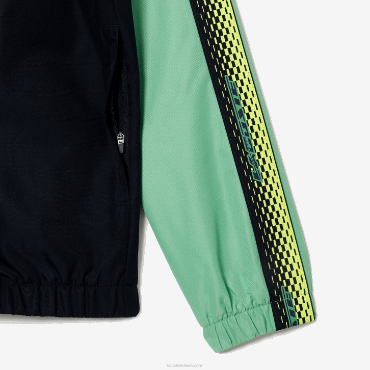 homens Lacoste azul marinho verde wti conjunto de tênis regular fit jogger 08D0343